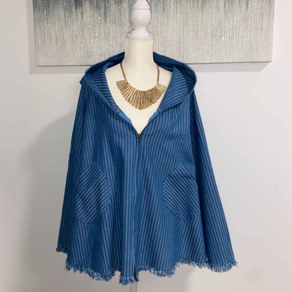 Striped Denim Cape